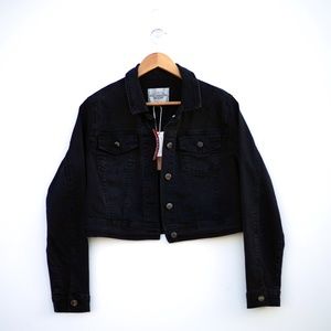 Black Denim Cropped Jacket (NEW)